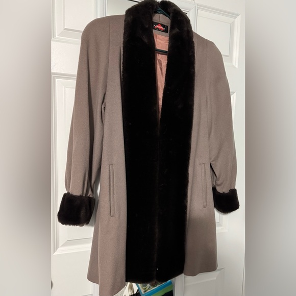 VTG Wool Alorna Brown Mink Fur Jacket Coat - Picture 5 of 5